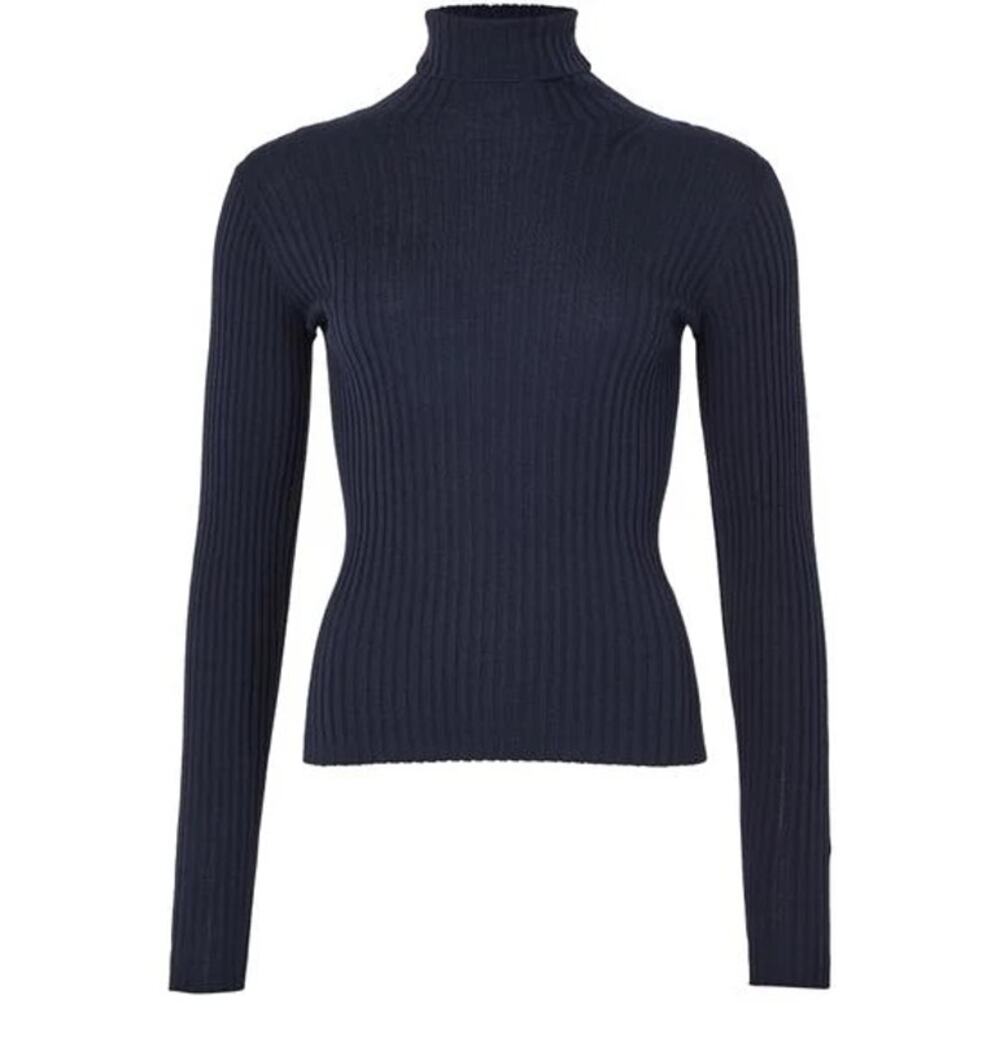 NWT Soeur Filao Turtleneck 100% Merino Wool Navy Blue Sweater FR 34 US XS Luxury